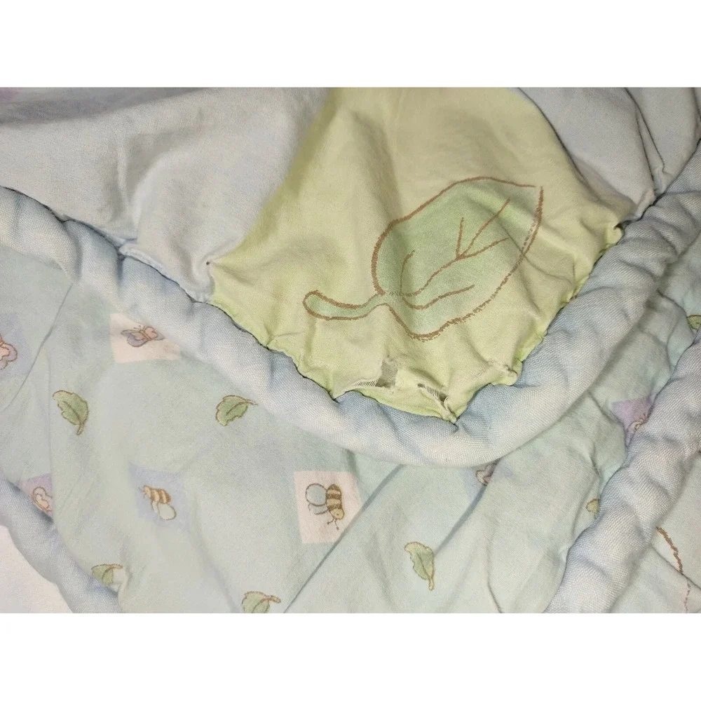 FLAW Winnie The Pooh Crib Blanket Comforter HTF Piglet Leaves‎ Butterfly Pastel